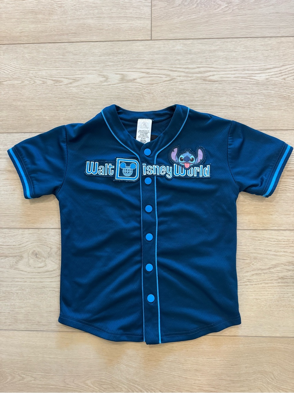 Disney Parks Walt Disney World Stitch Baseball Jersey Kids 7/8 Blue
